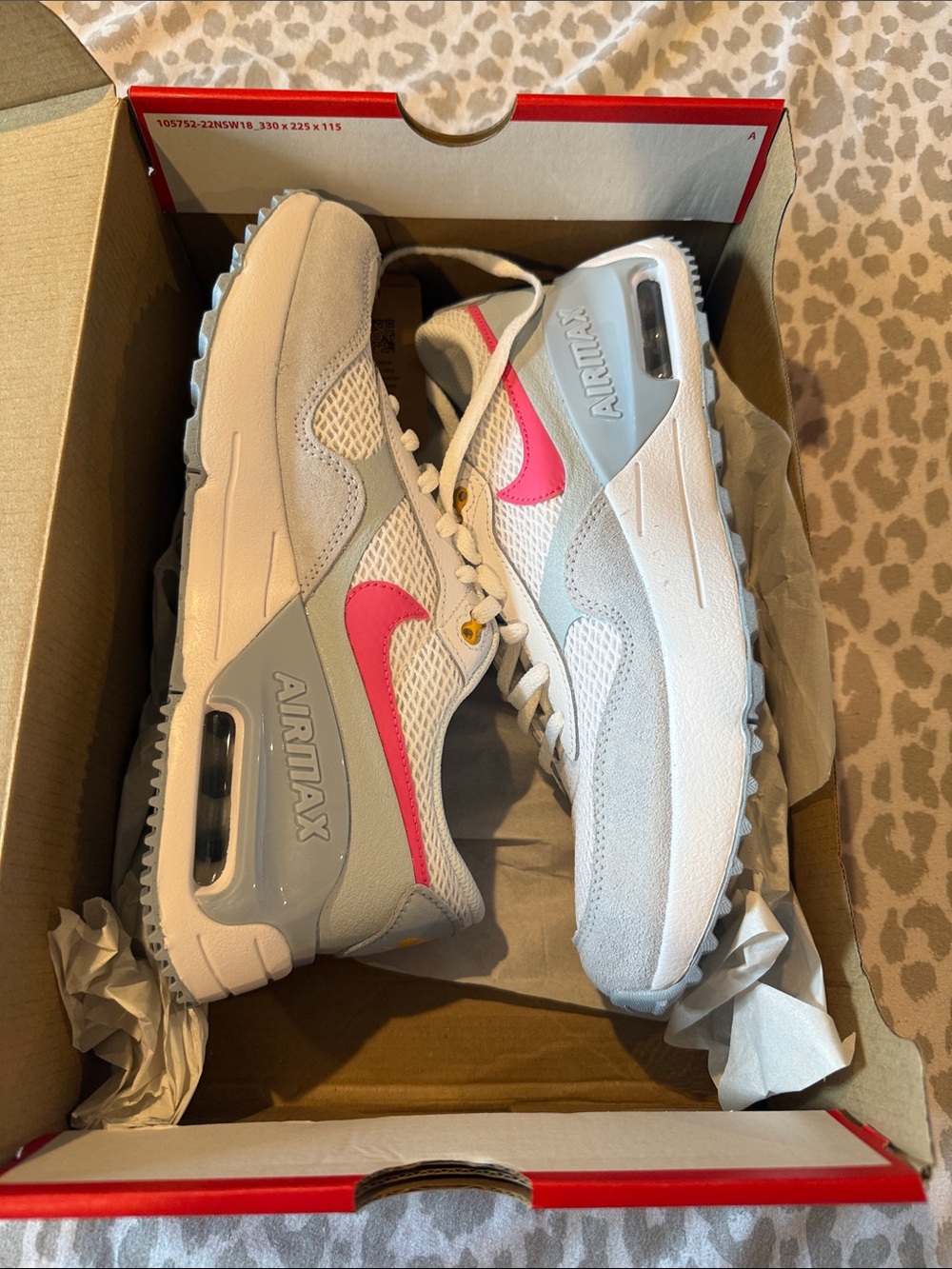 Nike Kids Air Max Sneakers in White, Light Gray & Pink